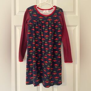 Hanna Andersson long sleeve dress with Red and Blue Floral Design/stripes (120)